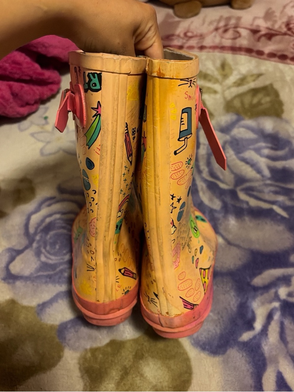Girls' Pink Patterned Rain & Snow Boots - Fun Graphic Design